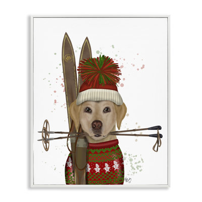 Yellow Labrador Skiing Giclee Art by Fab Funky