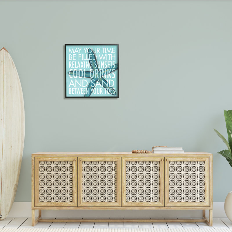 «Sunsets Cool Drinks Sand Beach Expression», H 24 po x l 24 po x P 1,5 po, Giclée encadrée noir minuit