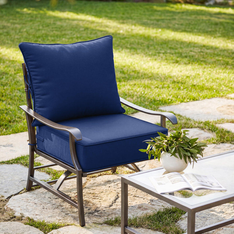 Ensemble de coussins de siège d'extérieur Wynee, 5", Bleu, 24" W x 24" D