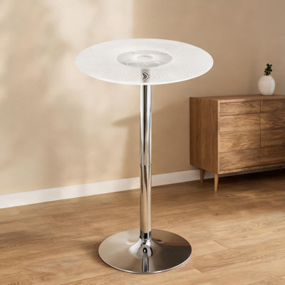 Table de bar ronde à DEL réglable avec plateau en acrylique et base chromée, hauteur de salle à manger de 42 pouces, largeur de 23 pouces