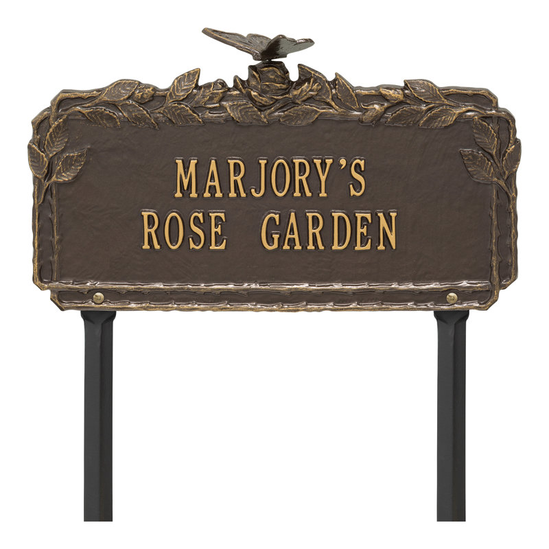 Butterfly Rose Personalized Garden Sign, Bronze/Gold, Yes