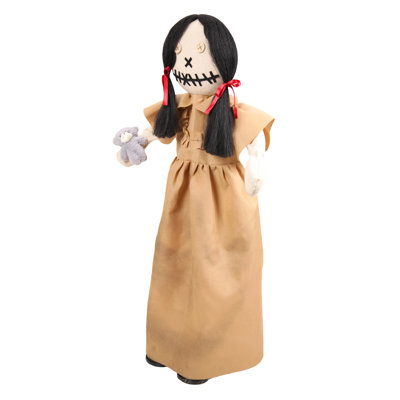 Haunted Hill Farm 2 ft 11in Standing Animated Creepy Doll Halloween Animatronic with Moving Body