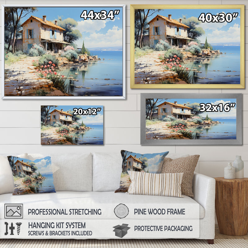 Marniqua French Coastal Retreat à Nice - Reproduction, H 16 po x l 32 po, Cadre naturel flottant