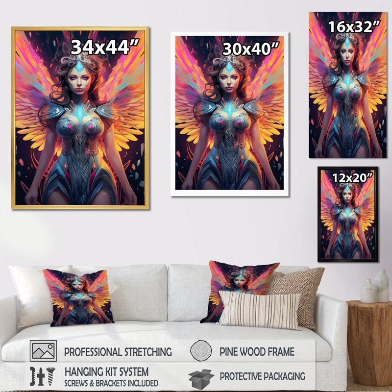 Glorious Angel Goddess Radiance I sur impression sur toile, H 20 po x l 12 po x P 1 po, Cadre flottant blanc