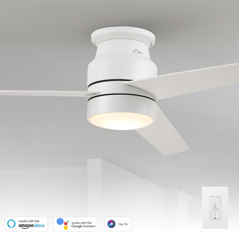 52"  3 - Blade LED Smart DC Ceiling Fan with Wall Control and Light Kit Included, White