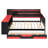 Queen Size Gaming Daybed With Integrated Desk And Lights, Modern Wooden Bed Frame With 3 Storage Drawers And Built-In Charging Station, Multi-Functional Headboard Bookcase, Black+Red-1917843669-1917843664