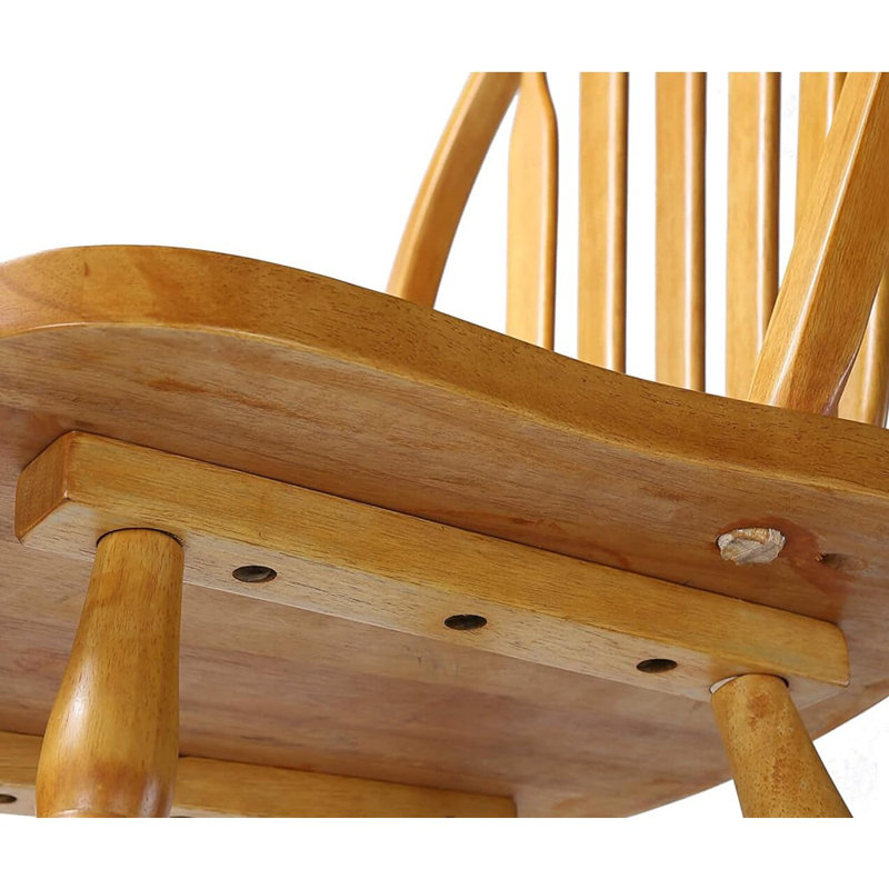 Clermeau 18" Windsor Back Dining Chairs, Solid Wood with Light Oak Finish, Light Oak