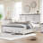 Robincroft Farmhouse Bed Frame With 52" Headboard Wood Platform Bedframe With Storage Drawers-655811225-619276910