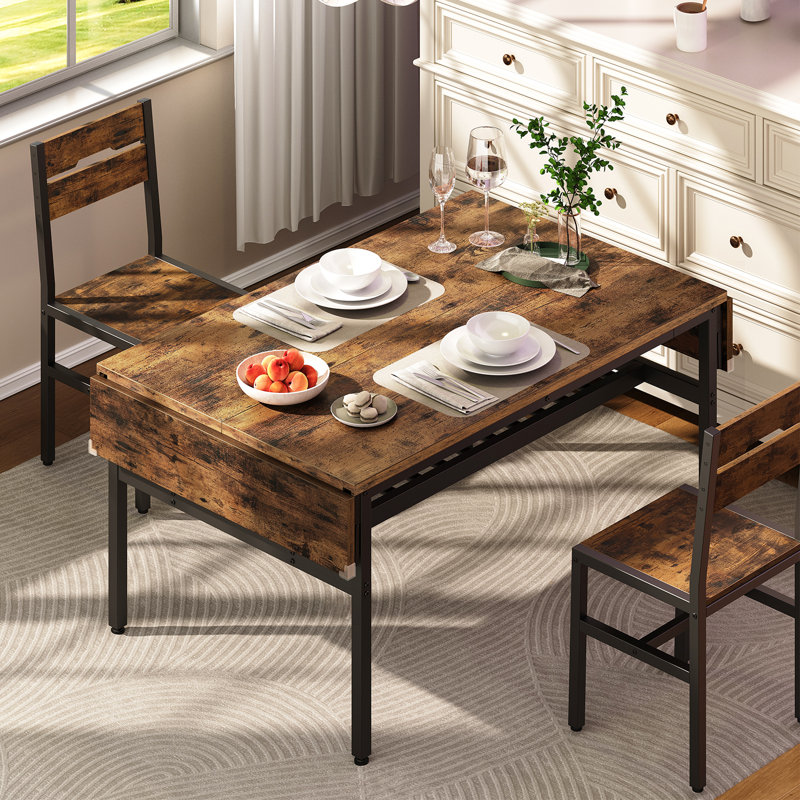 Table de salle à manger pliable 63 ", table de cuisine extensible avec abattant pour la cuisine et la salle à manger