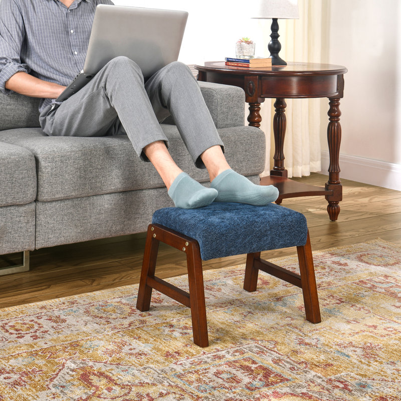Repose-pieds de couleur, Tissu bleu