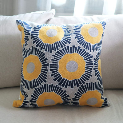 Embroidered Cotton Outdoor Pillow Cover