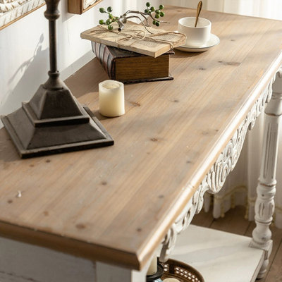 Console rectangulaire en bois massif blanc