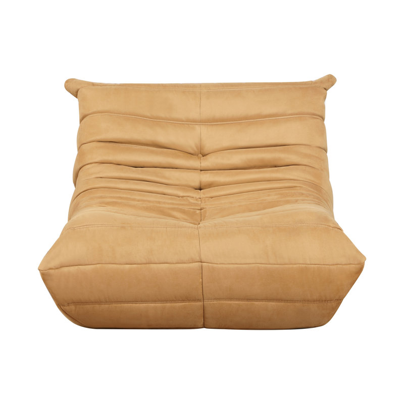 Chaise d'appoint luxueuse luxueuse en microfibre jaune touffetée 1pc, Jaune