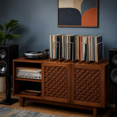 Porte-disques en bois de noyer massif 35 lp pour albums