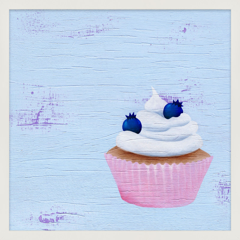 Blueberry Cupcake Print by Katy Montica, 10" W x 10" H x 1.25" D, White Framed Paper