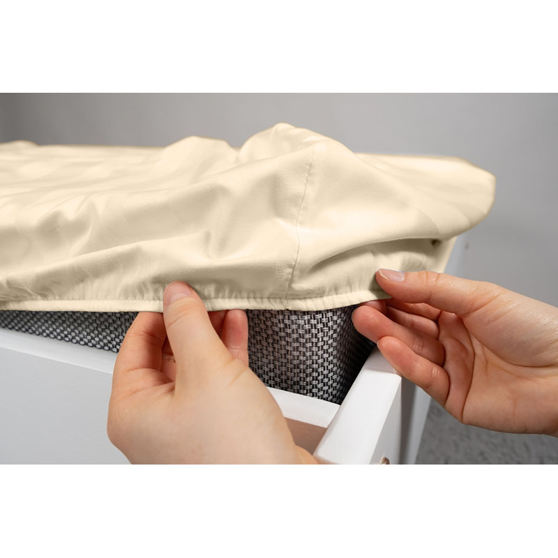  Ensemble de draps Luxury, Ensemble de draps pour grand lit avec 2 taies d'or, Ivoire