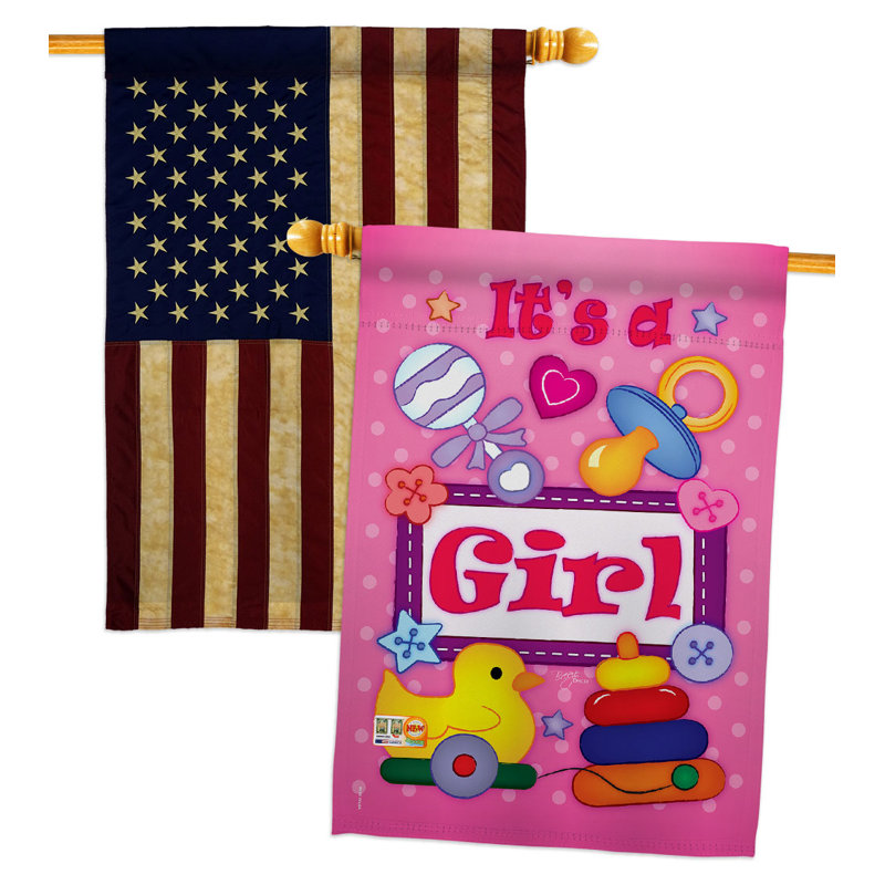 Double Sided 40'' H x 28'' W Polyester New Baby House Flag