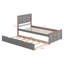 Lit plateforme simple en bois massif avec lit gigogne et tête de lit-644696251