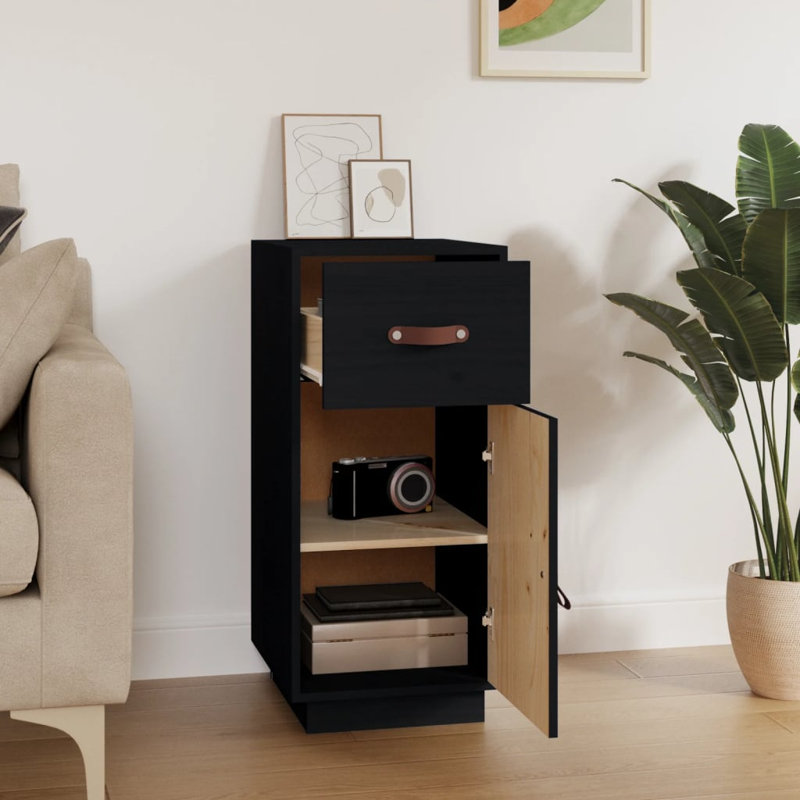 Leam 34cm Solid Wood Sideboard, Black