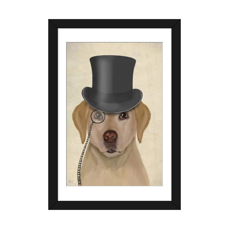 « formal hound & hat series : yellow labrador ii », reproduction d’impression sur toile, H 24 po x l 16 po x P 1 po, Blanc