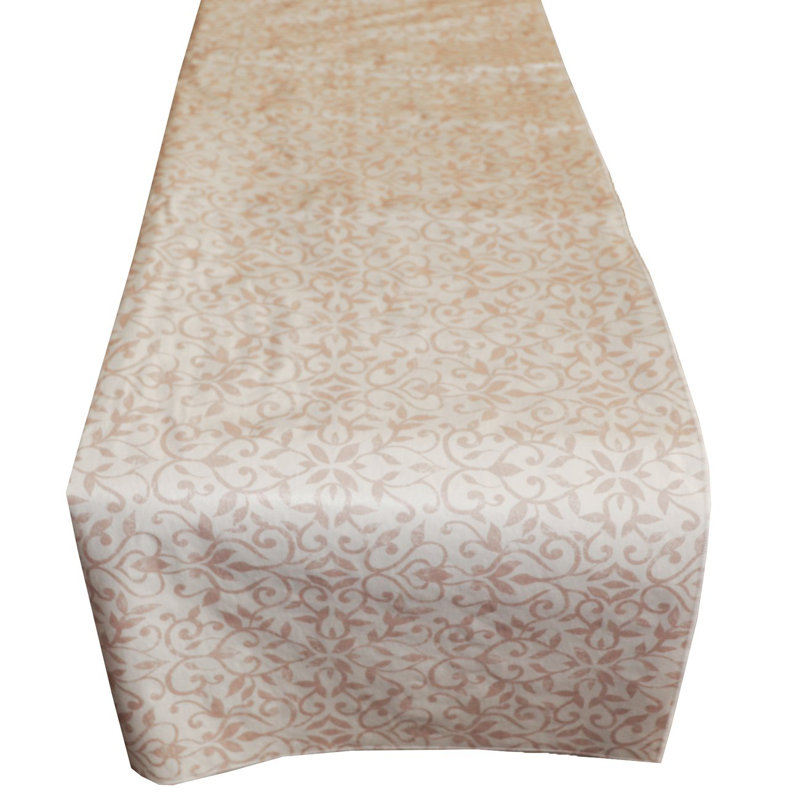Sheryll Plastic Floral Vines Table Runner, Beige, 120" L x 12" W