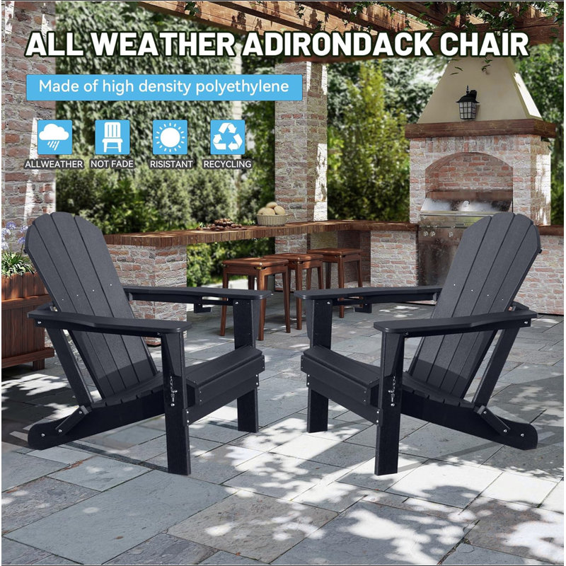 Adirondack Chairs Set Of 2, Plastic Adirondack Chair, Adirondack Chairs, HDPE Adirondack Chair, Folding Adirondack Chairs, Outdoor Chairs With Cup Holder For Lawn Patio Deck Fire Pit