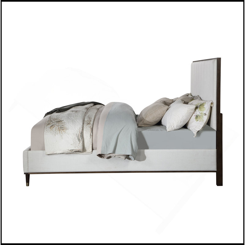 Très grand lit en tissu gris clair Carena, Très grand lit