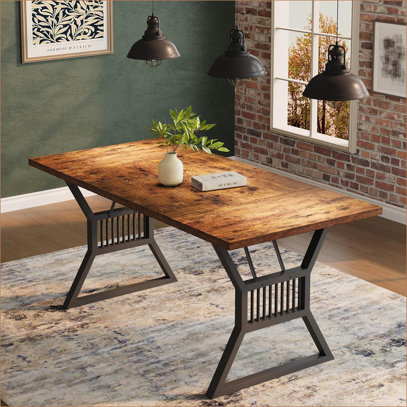Extendable Metal Base Dining Table