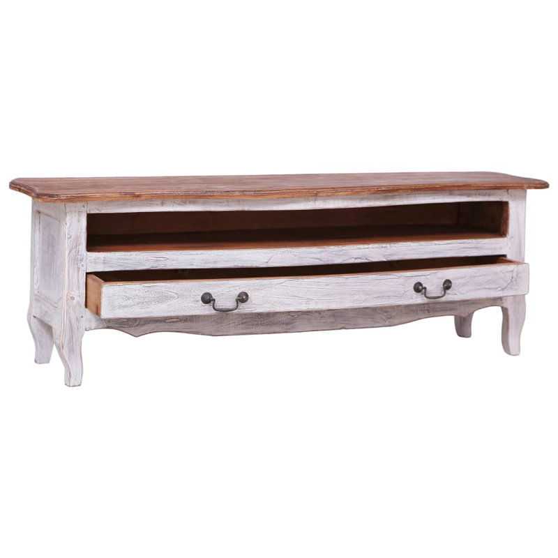 TV Cabinet 120x30x40 cm Solid Mahogany Wood, White