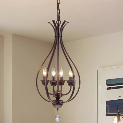4-Light Candle-Style Chandelier, Farmhouse Oil-Rubbed Bronze Chandelier With Adjustable Chain For Dining Room, Entryway, Living Room