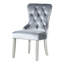 Ensemble de 2 chaises d'appoint à oreilles en flanelle gris foncé, bois massif, revêtement acrylique, garniture cloutée et miroir. Conception de salle à manger 2 pièces, boutons effet cristal, miroir, bois.
