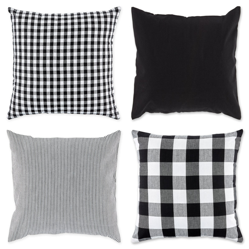 Black and White Cotton Plaid 18'' Pillow Covers Set