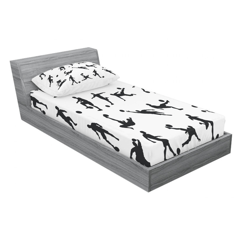 Soccer Microfiber Sheet Set, Twin Sheet Set + Fitted Sheet + 1 Pillowcase
