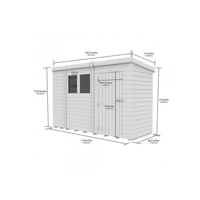 10x4 Pent Composite Shed