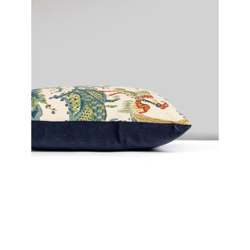KELMESCOTT / AURORA PILLOW, Peacock/Sand/Navy Toile, 22" H x 22" W, Square