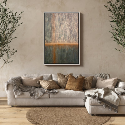 Rustic Patina Vertical Abstract Neutral Industrial Style Framed Print Wall Art