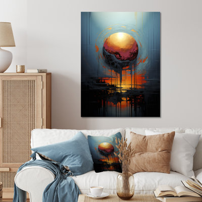 Yellow And Grey Sphere In Motion III - Abstract Shapes Metal Wall Art
