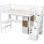 White Twin Wood Loft Bed With Built - In Desk, Led, 2 Tier Storage Shelves, 6 Cabinets And Staircase For Small Bedroom Size Shelving, Bedside Calmness