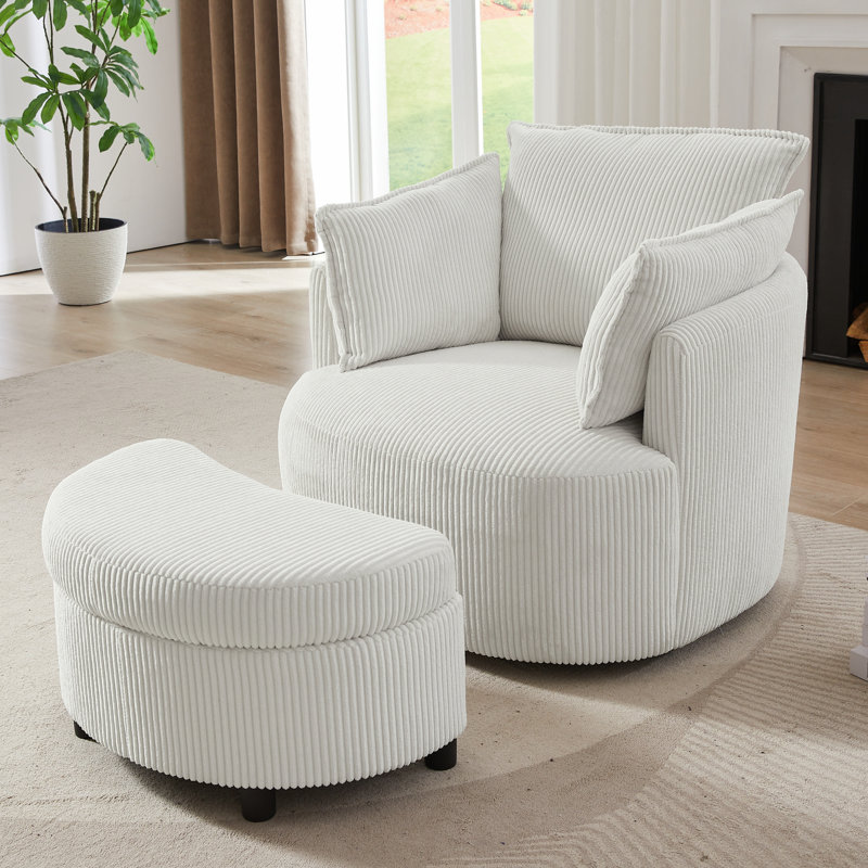 Chaise pivotante à 360 ° avec repose-pieds, Beige