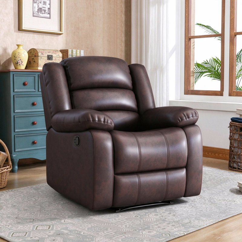 Fauteuil inclinable en similicuir de 38 po Emryn, Chocolat