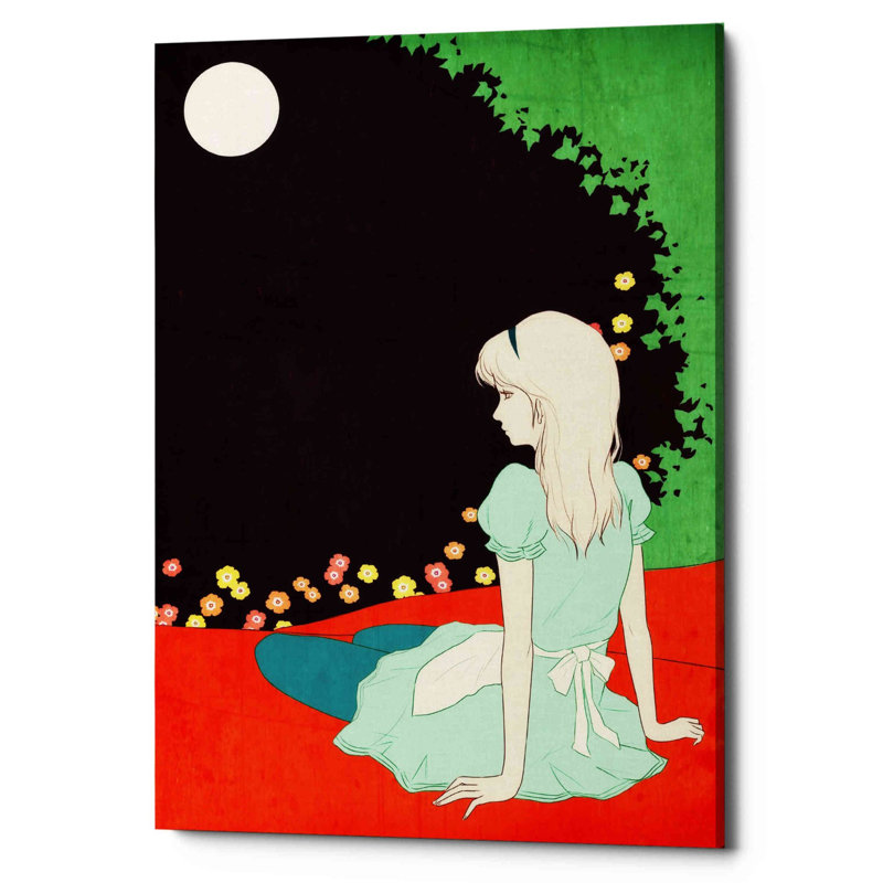 «Alice au clair de lune» par Sai Tamiya, art mural sur toile, H 26 po x l 18 po x P 0,75 po