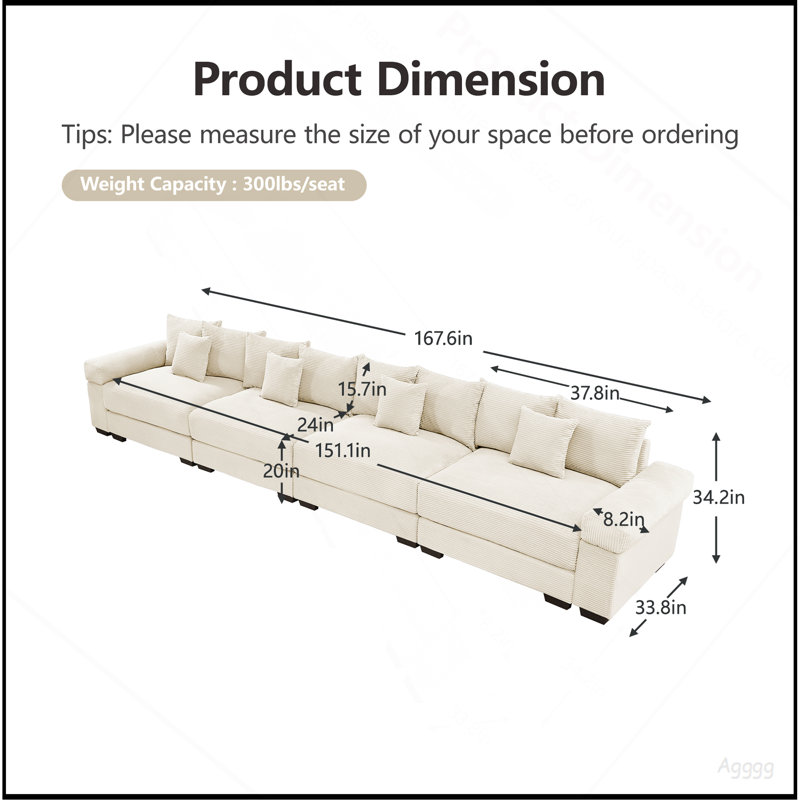 Canapé modulaire surdimensionné de 170 po Cloud