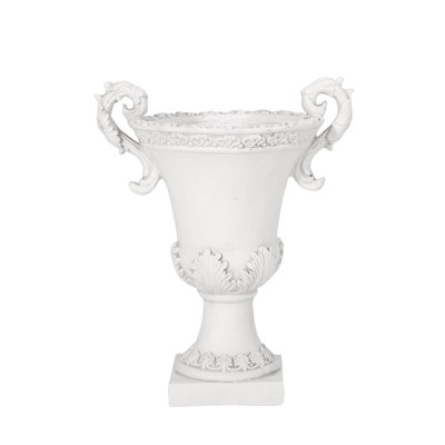 Antique White Plant Holder - Lightweight Concrete, Roman Style Accents, For All Varieties, Drainage Feature, , No Assembly Required Garden Urn Planter In Magnesium Oxide, Decoration, Plants, Hole &