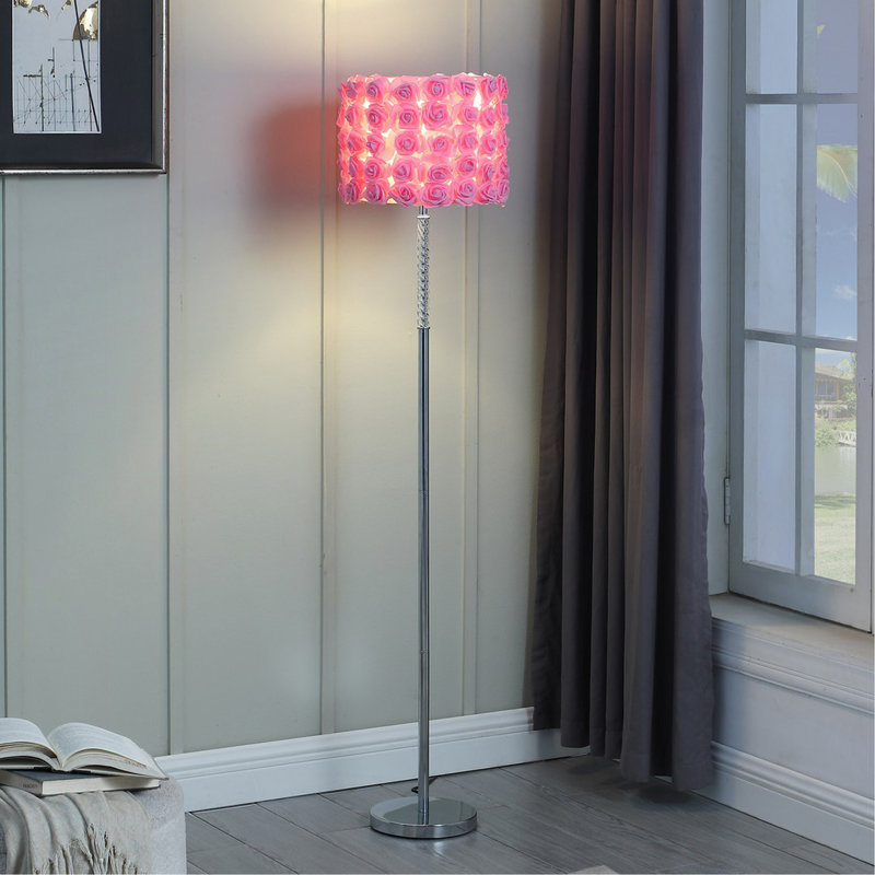 Lampe sur pied en acrylique / métal 63 "In Pink Roses In Bloom, Pink