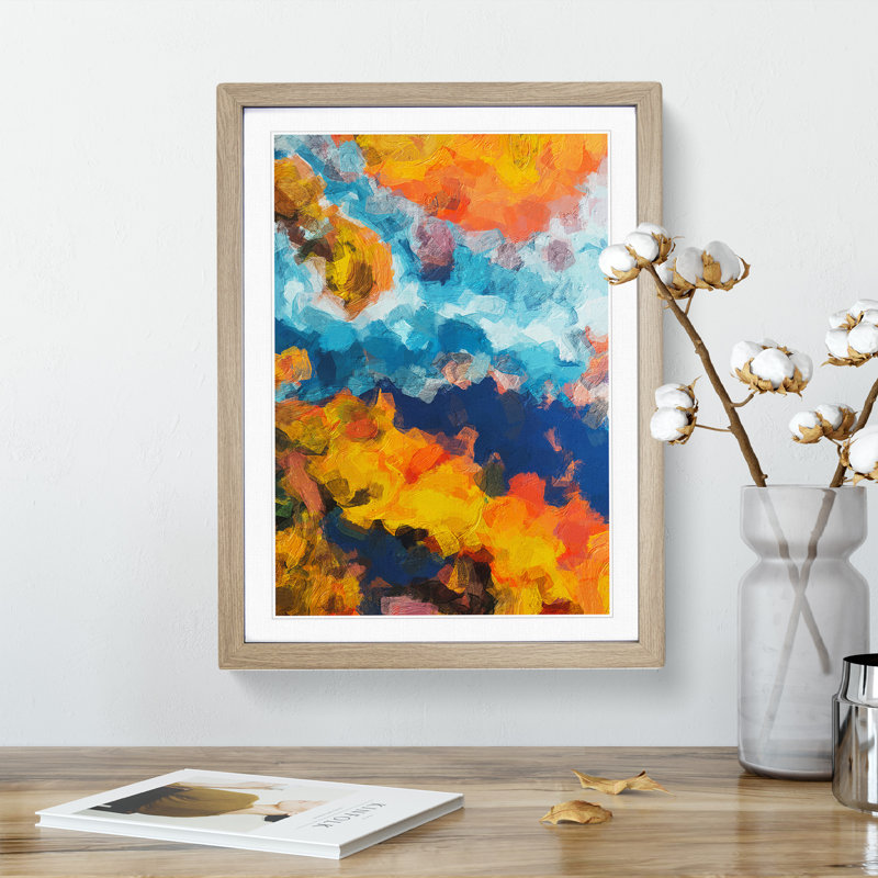 United Forever Abstract - Wall Art, 36cm H x 27cm W, Oak Framed Paper, White