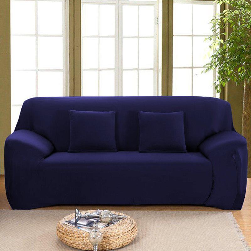 Housse pour canapé extensible 3 places, H 45 po x l 118 po x P 30 po, Mélange de polyester bleu marine