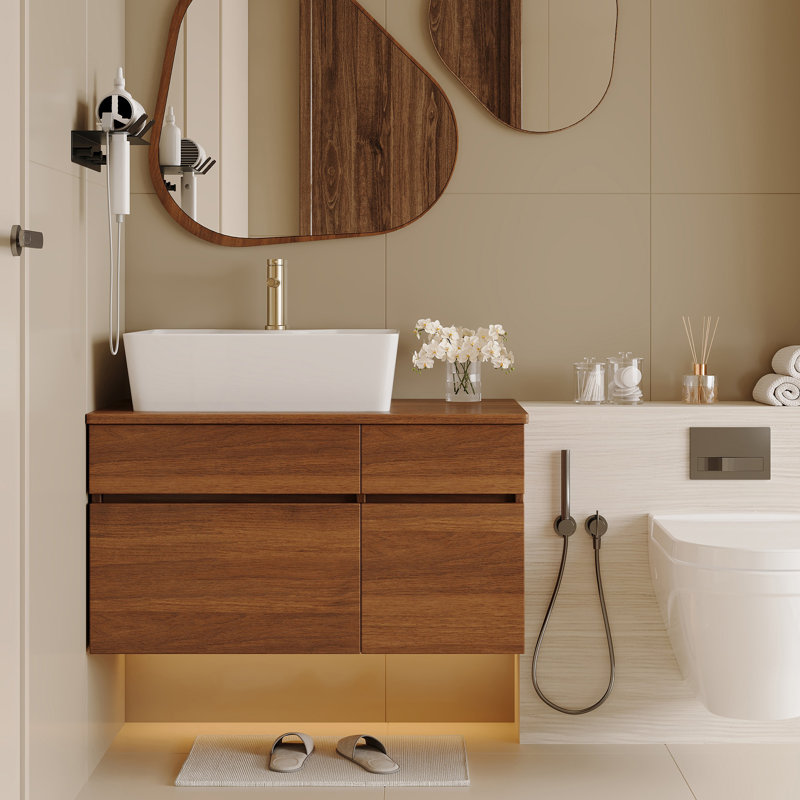 Petit meuble-lavabo flottant simple 31,5 pouces avec lavabo