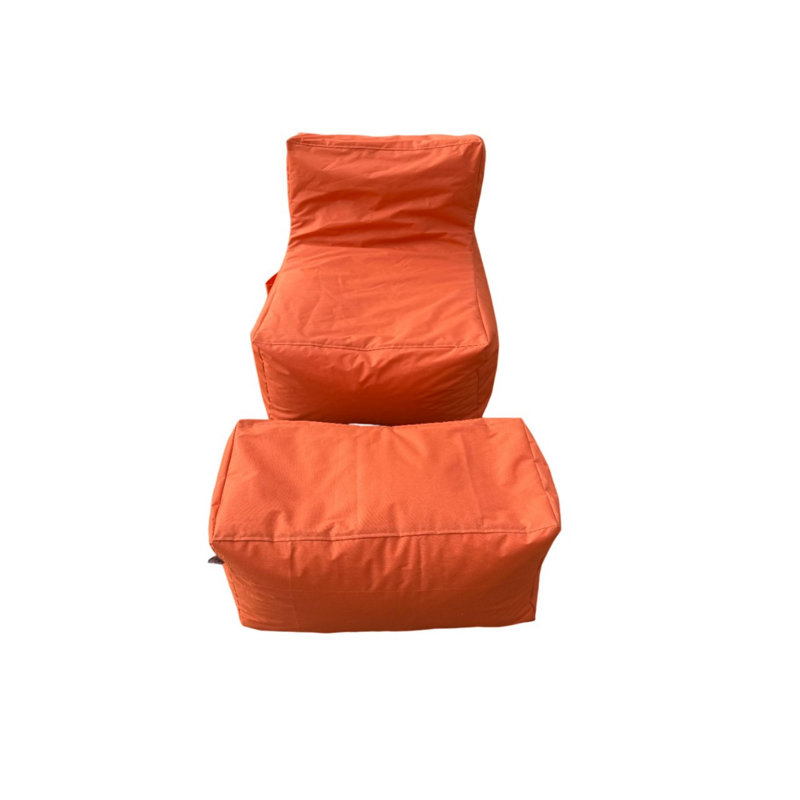 Ensemble de 2 fauteuils à billes Cozy (orange), 29,5 po x 27,6 po x 37,4 po | 100% polyester avec tissu imperméable et housse zippée amovible | Rempli de perles en EPS recyclées, parfaites pour le confort du salon et de la salle de jeux