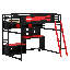 Lit mezzanine en bois avec bureau-1339748977