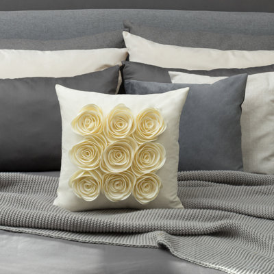 Decorative Floral 3D Design Throw Pillow Cover 18x18 inch